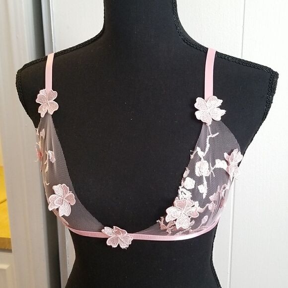 Sexy Pink flower sexy  Bra Lingerie Small - Picture 2 of 10